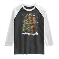 Funny Christmas Raglan Shirt Bigfoot Decorating Xmas Tree Gift - Wonder Print Shop
