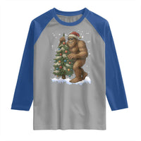 Funny Christmas Raglan Shirt Bigfoot Decorating Xmas Tree Gift - Wonder Print Shop