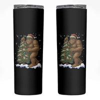 Funny Christmas Skinny Tumbler Bigfoot Decorating Xmas Tree Gift