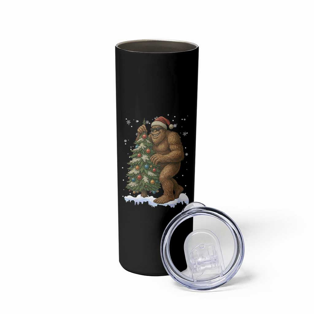 Funny Christmas Skinny Tumbler Bigfoot Decorating Xmas Tree Gift