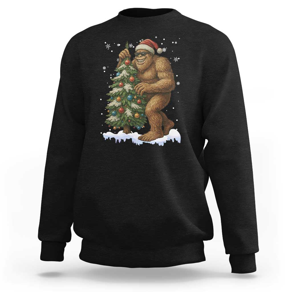 Funny Christmas Sweatshirt Bigfoot Decorating Xmas Tree Gift - Wonder Print Shop