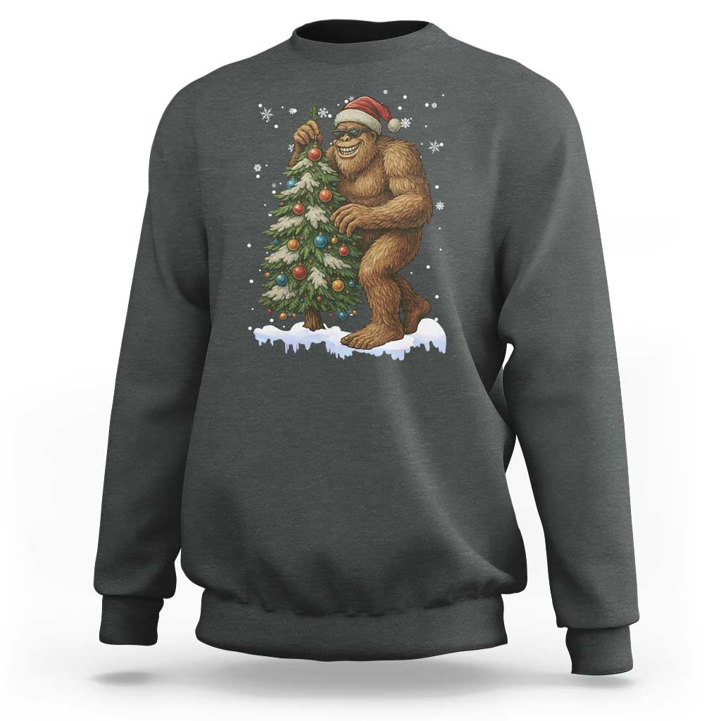 Funny Christmas Sweatshirt Bigfoot Decorating Xmas Tree Gift - Wonder Print Shop