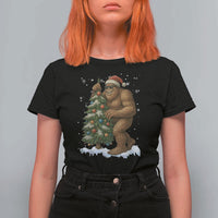 Funny Christmas T Shirt For Women Bigfoot Decorating Xmas Tree Gift - Wonder Print Shop