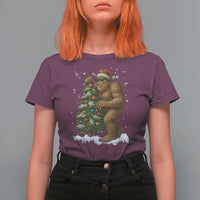 Funny Christmas T Shirt For Women Bigfoot Decorating Xmas Tree Gift - Wonder Print Shop