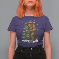 Funny Christmas T Shirt For Women Bigfoot Decorating Xmas Tree Gift - Wonder Print Shop