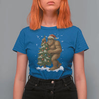Funny Christmas T Shirt For Women Bigfoot Decorating Xmas Tree Gift - Wonder Print Shop