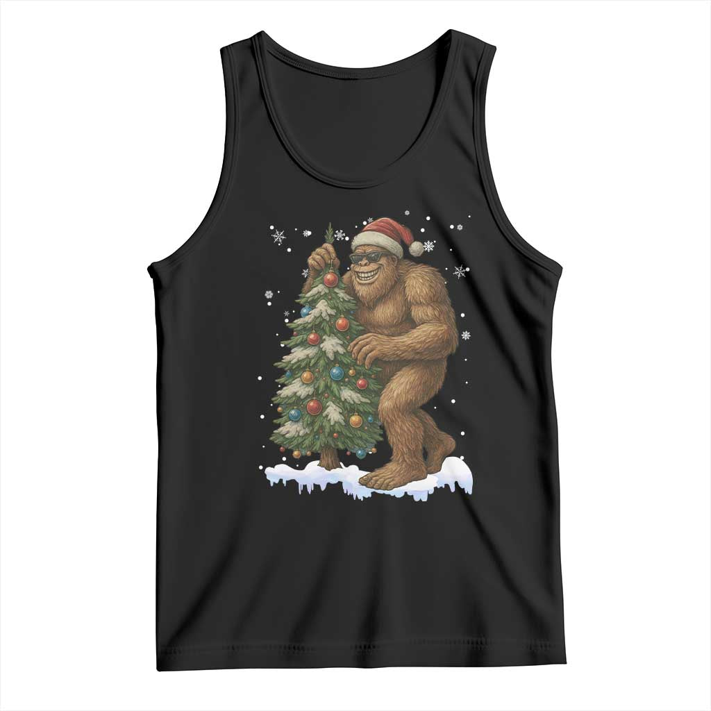 Funny Christmas Tank Top Bigfoot Decorating Xmas Tree Gift - Wonder Print Shop