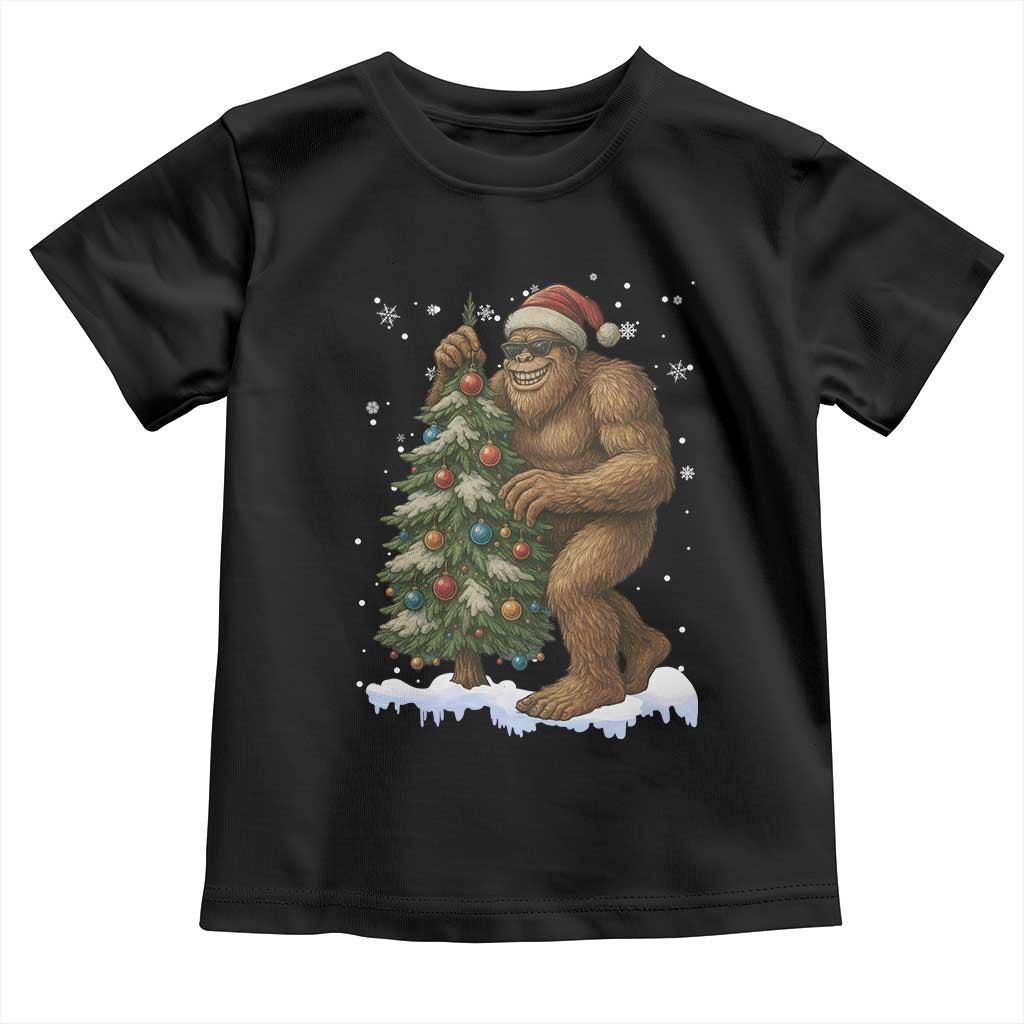 Funny Christmas Toddler T Shirt Bigfoot Decorating Xmas Tree Gift - Wonder Print Shop