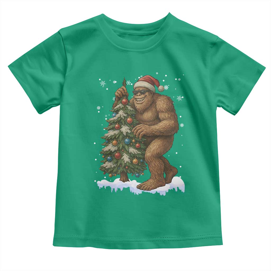 Funny Christmas Toddler T Shirt Bigfoot Decorating Xmas Tree Gift - Wonder Print Shop