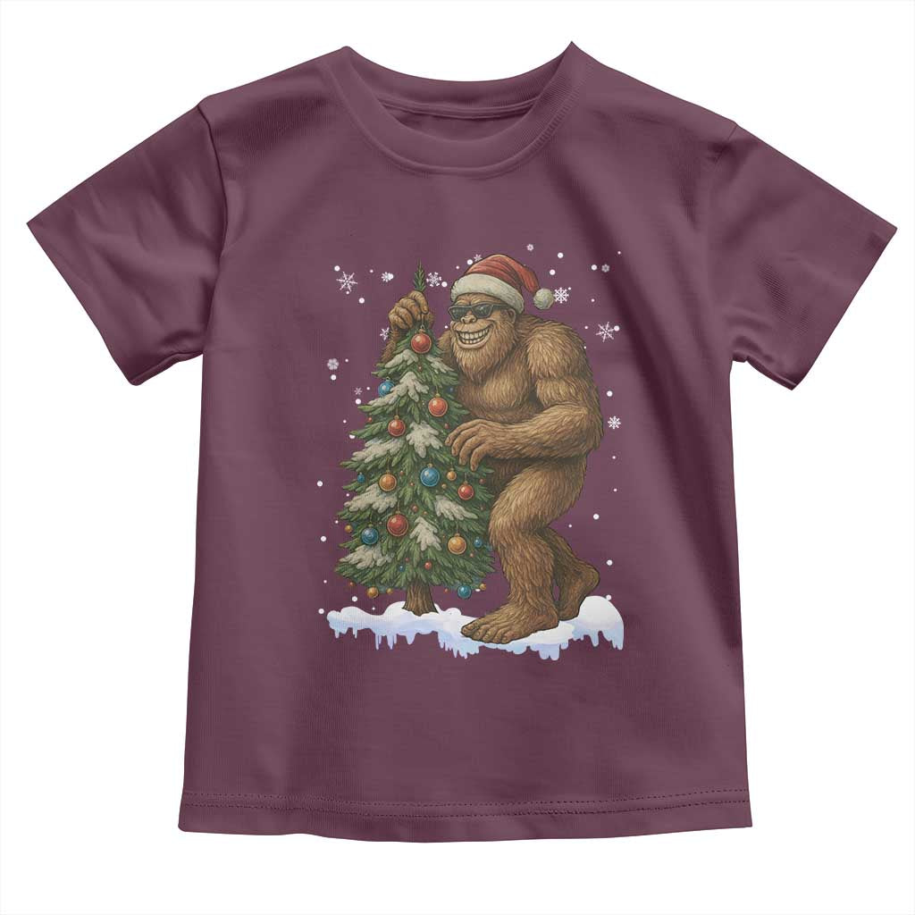 Funny Christmas Toddler T Shirt Bigfoot Decorating Xmas Tree Gift - Wonder Print Shop
