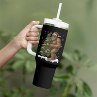Funny Christmas Tumbler With Handle Bigfoot Decorating Xmas Tree Gift