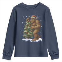 Funny Christmas Youth Sweatshirt Bigfoot Decorating Xmas Tree Gift - Wonder Print Shop