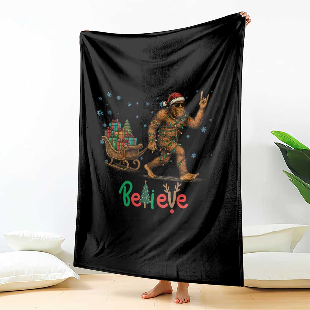Bigfoot Christmas Throw Blanket Believe Funny Holiday Gift - Wonder Print Shop