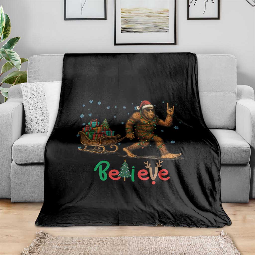 Bigfoot Christmas Throw Blanket Believe Funny Holiday Gift - Wonder Print Shop