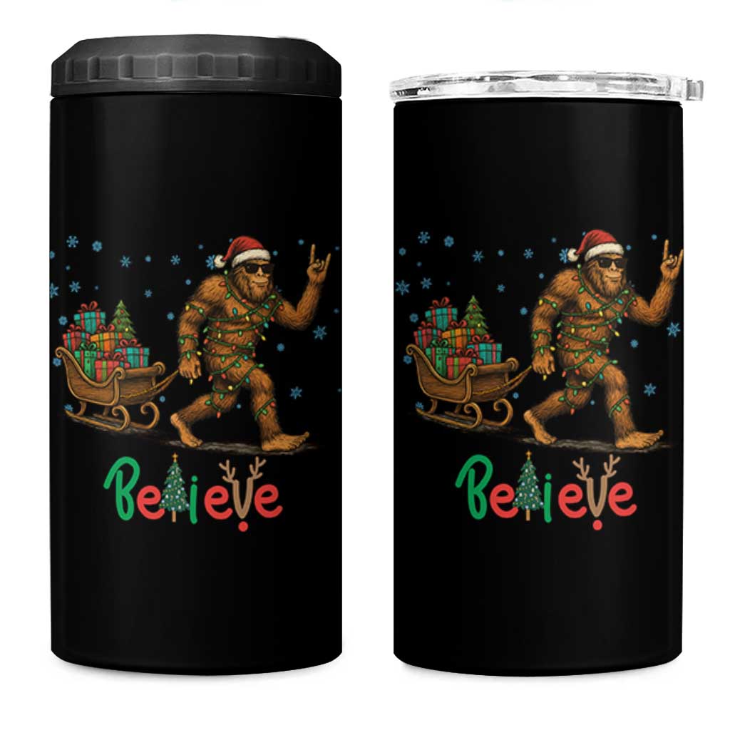 Bigfoot Christmas 4 in 1 Can Cooler Tumbler Believe Funny Holiday Gift