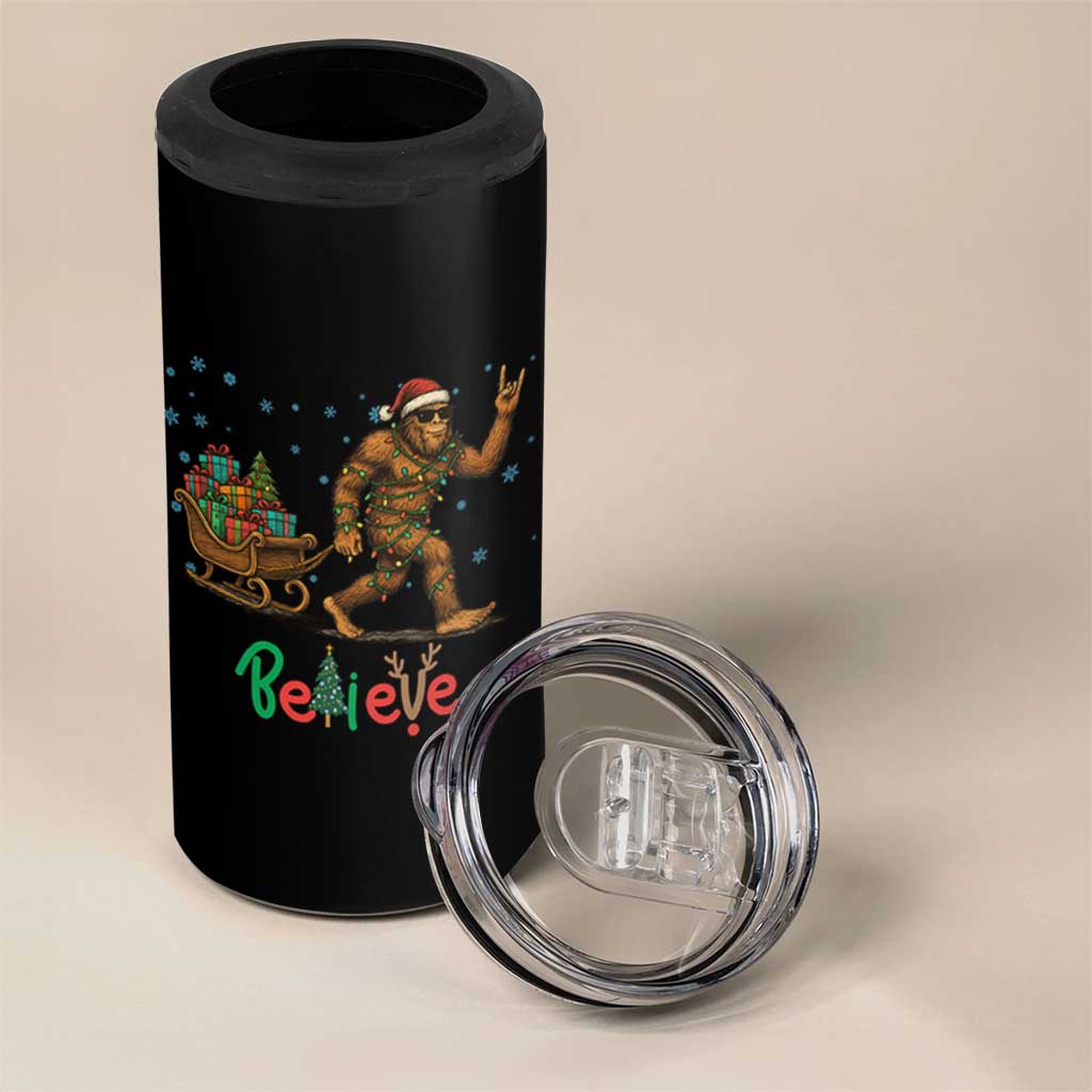 Bigfoot Christmas 4 in 1 Can Cooler Tumbler Believe Funny Holiday Gift