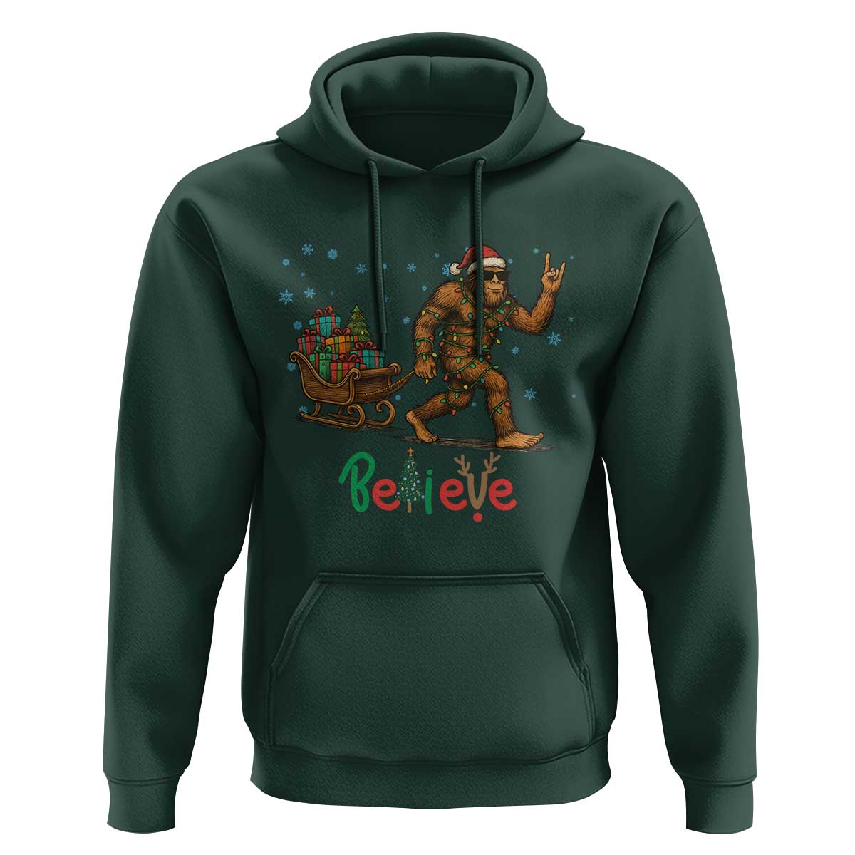 Bigfoot Christmas Hoodie Believe Funny Holiday Gift - Wonder Print Shop