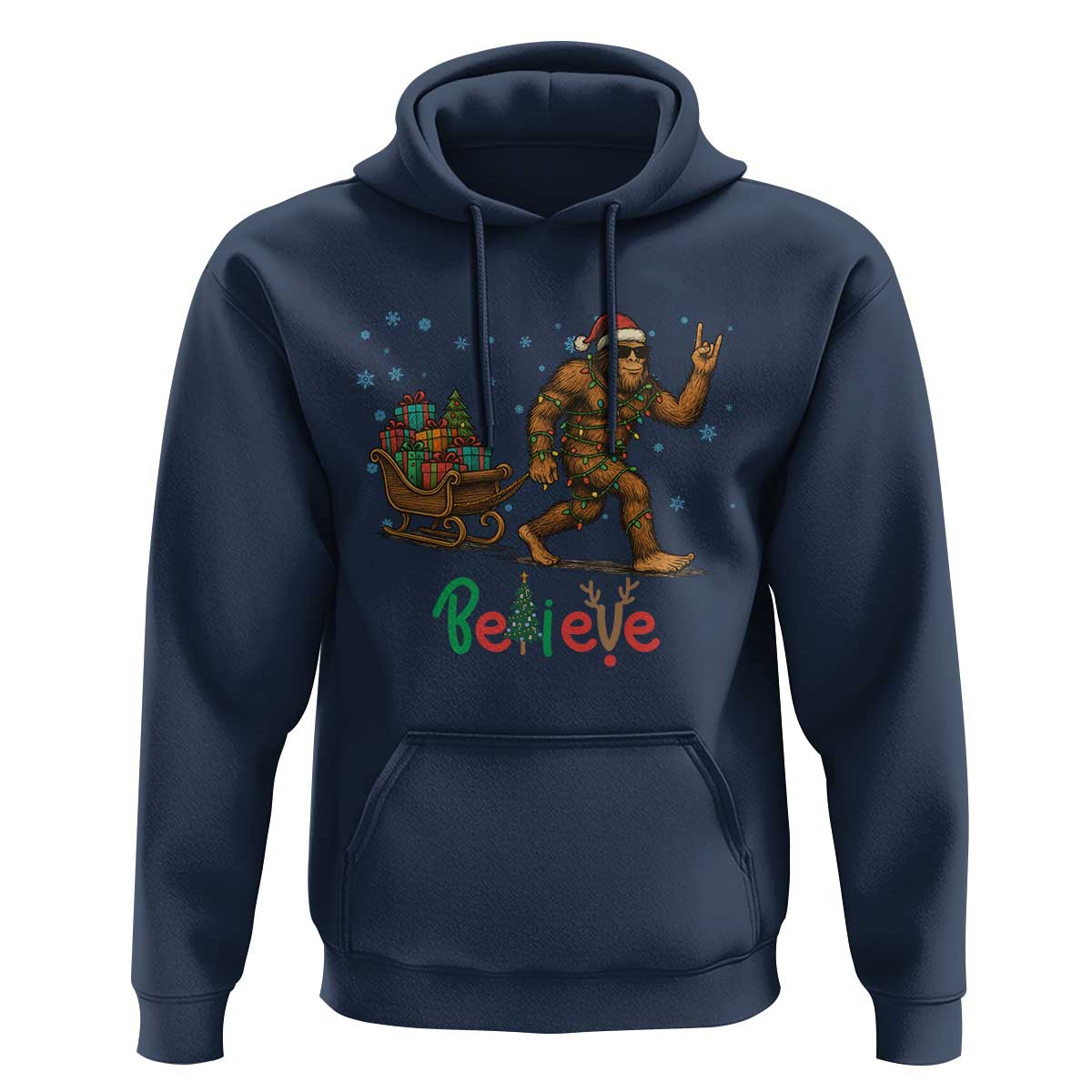 Bigfoot Christmas Hoodie Believe Funny Holiday Gift - Wonder Print Shop