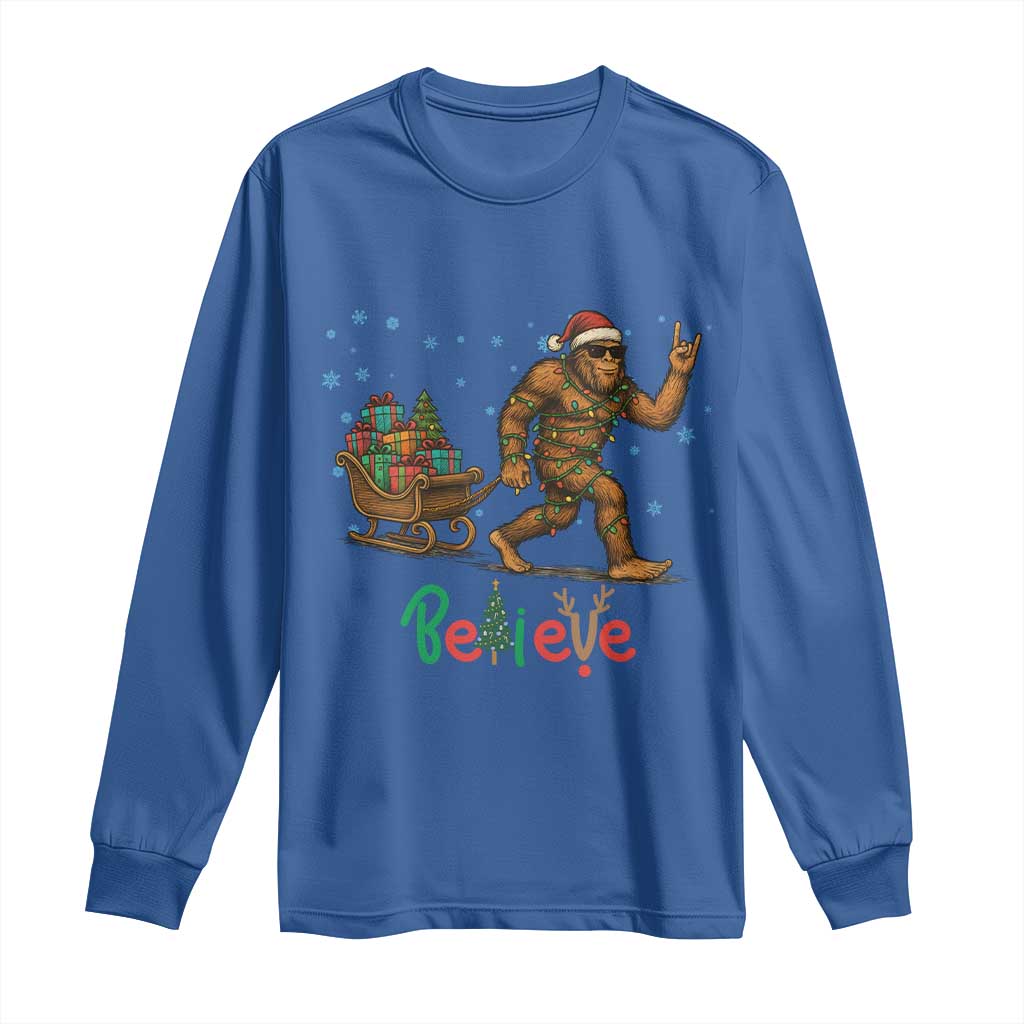 Bigfoot Christmas Long Sleeve Shirt Believe Funny Holiday Gift - Wonder Print Shop