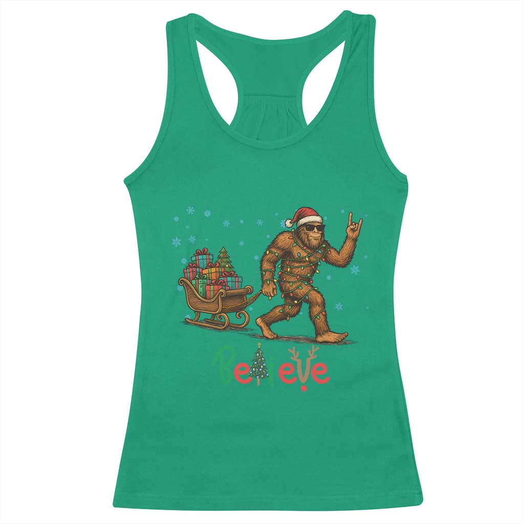 Bigfoot Christmas Racerback Tank Top Believe Funny Holiday Gift - Wonder Print Shop