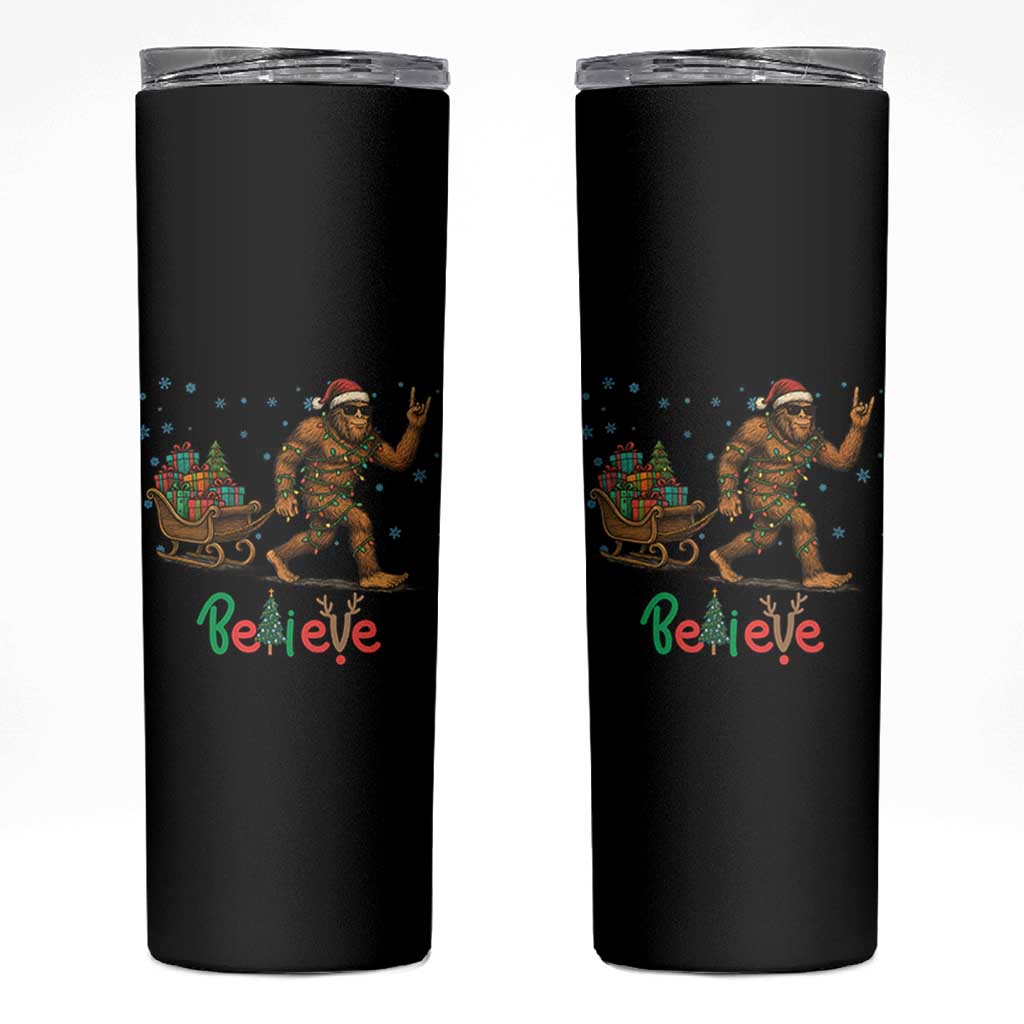 Bigfoot Christmas Skinny Tumbler Believe Funny Holiday Gift