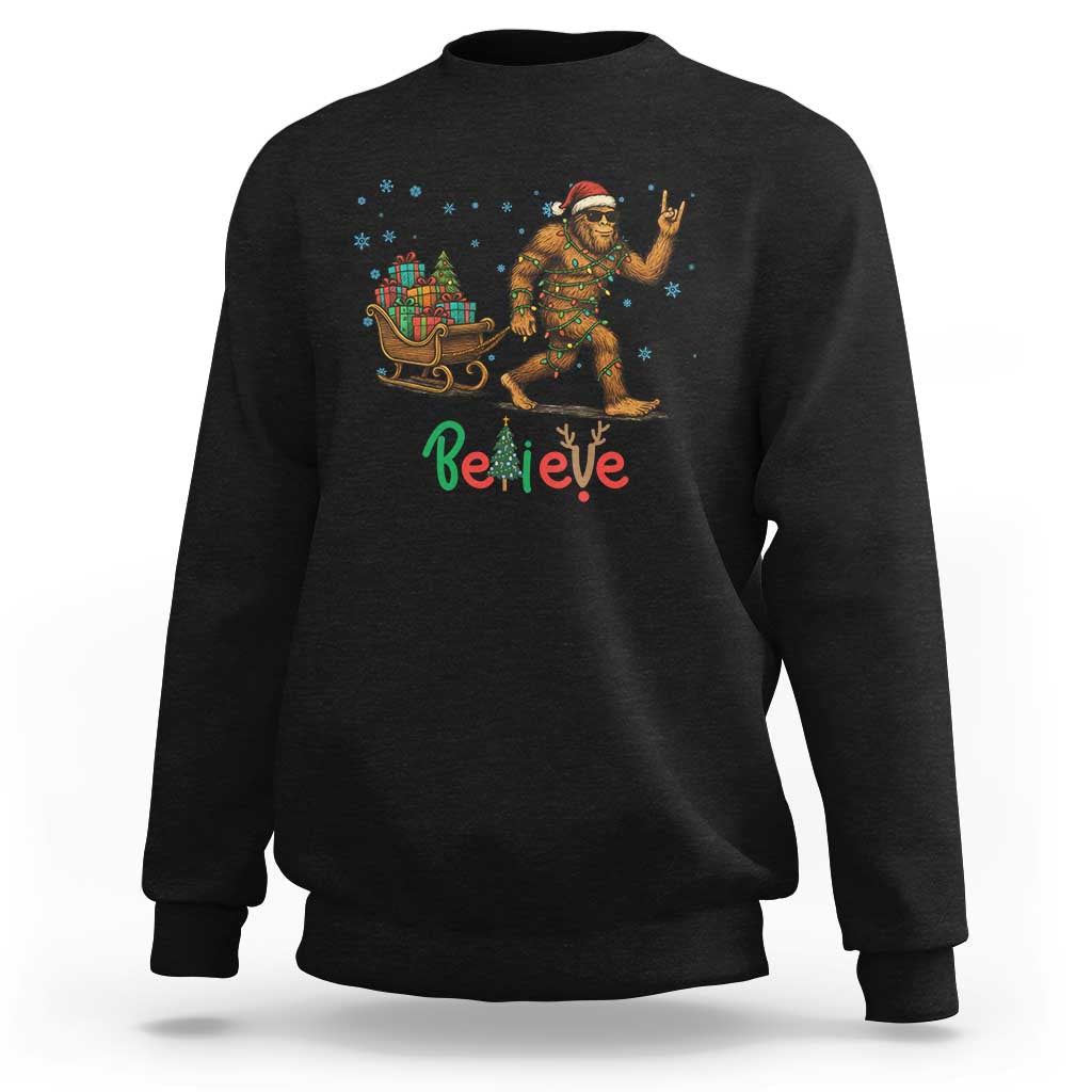 Bigfoot Christmas Sweatshirt Believe Funny Holiday Gift - Wonder Print Shop