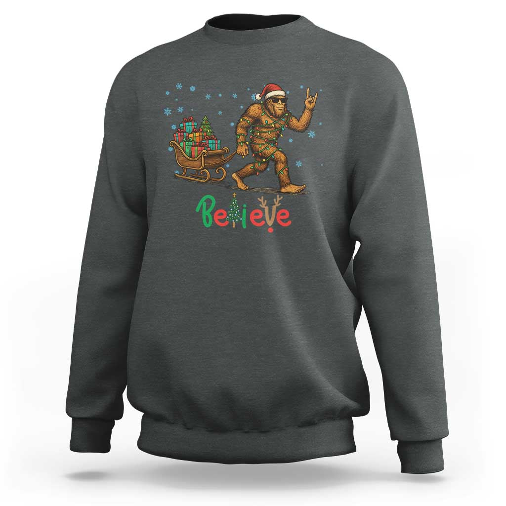 Bigfoot Christmas Sweatshirt Believe Funny Holiday Gift - Wonder Print Shop