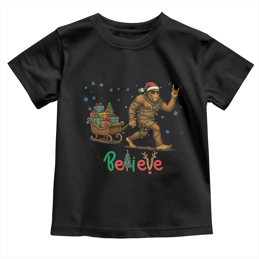 Bigfoot Christmas Toddler T Shirt Believe Funny Holiday Gift - Wonder Print Shop