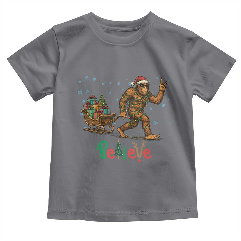 Bigfoot Christmas Toddler T Shirt Believe Funny Holiday Gift - Wonder Print Shop