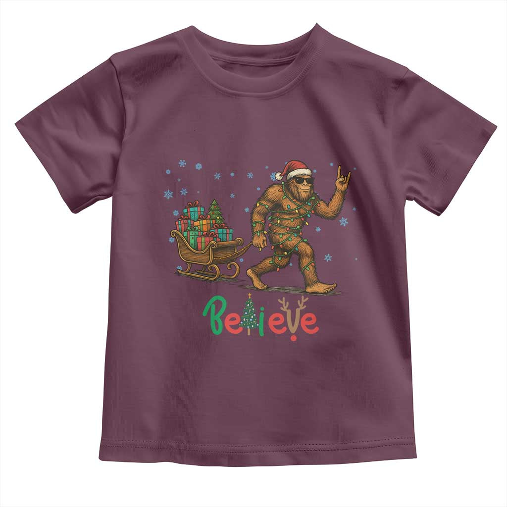 Bigfoot Christmas Toddler T Shirt Believe Funny Holiday Gift - Wonder Print Shop