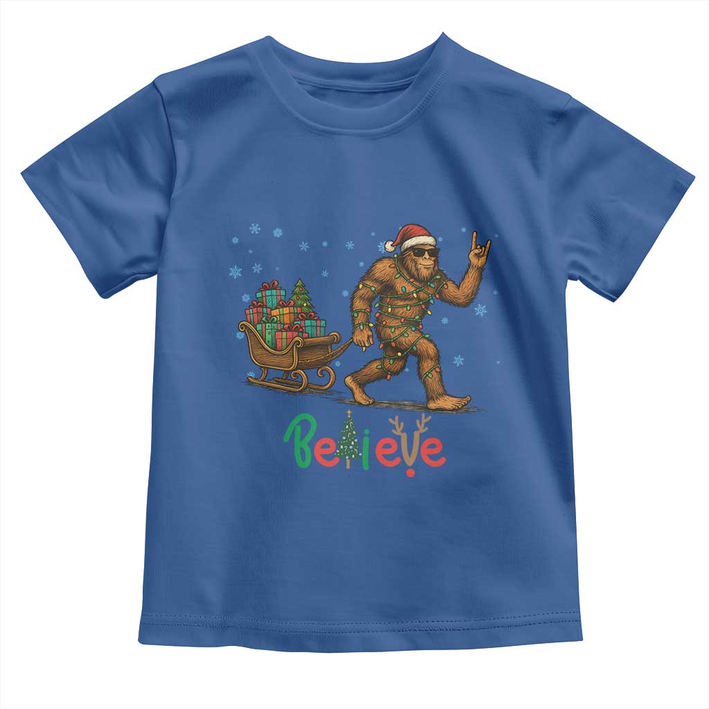 Bigfoot Christmas Toddler T Shirt Believe Funny Holiday Gift - Wonder Print Shop