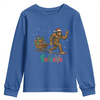 Bigfoot Christmas Youth Sweatshirt Believe Funny Holiday Gift - Wonder Print Shop