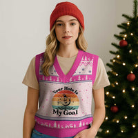 Your Hole Is My Goal V-Neck Knit Sweater Vest Funny Golf Gift - Wonder Print Shop