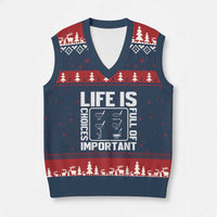 Life Is Full Of Important Choices V-Neck Knit Sweater Vest Golf Lover Gift - Wonder Print Shop