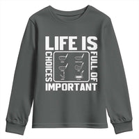 Life Is Full Of Important Choices Youth Sweatshirt Golf Lover Gift - Wonder Print Shop