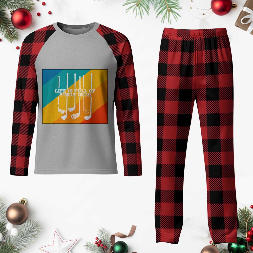 Funny Golf Clubs Plaid Pajama Set Life Is Full Of Important Choices - Wonder Print Shop