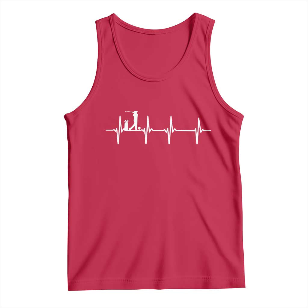 Golf Heartbeat Tank Top Funny Sport Lover Gift - Wonder Print Shop