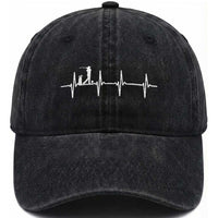 Golf Heartbeat Washed Cotton Baseball Cap Funny Sport Lover Gift