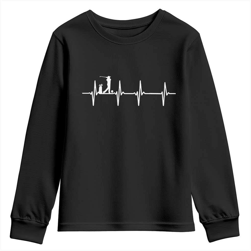 Golf Heartbeat Youth Sweatshirt Funny Sport Lover Gift - Wonder Print Shop