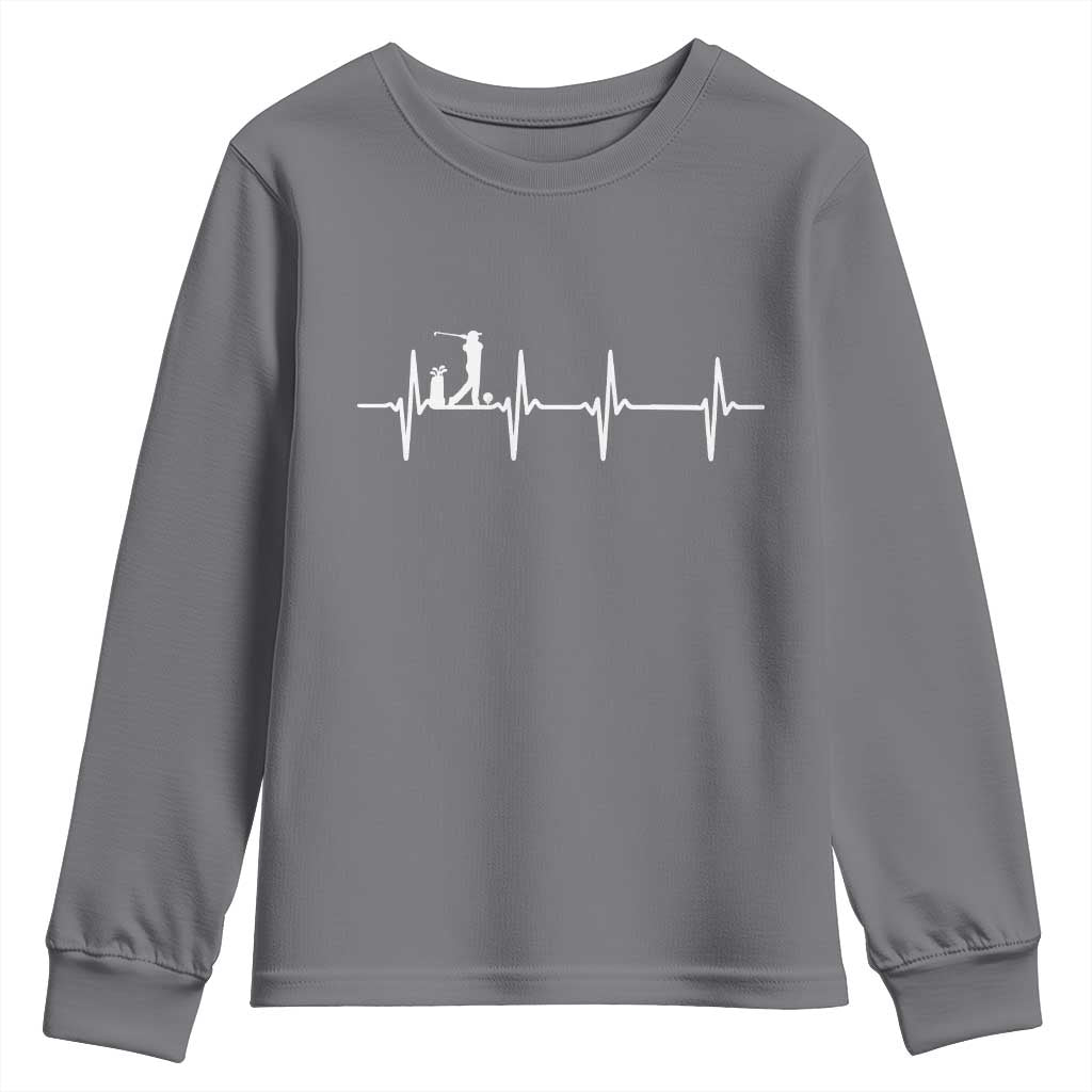 Golf Heartbeat Youth Sweatshirt Funny Sport Lover Gift - Wonder Print Shop