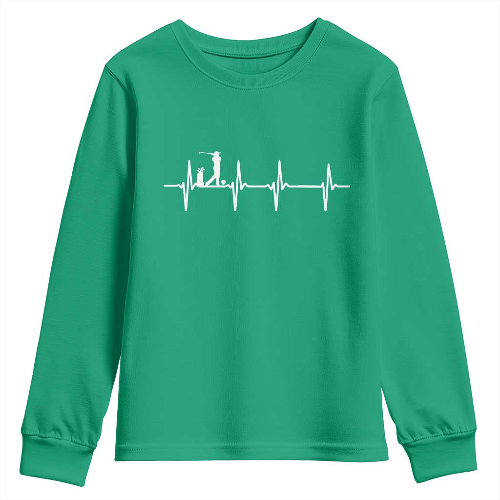 Golf Heartbeat Youth Sweatshirt Funny Sport Lover Gift - Wonder Print Shop