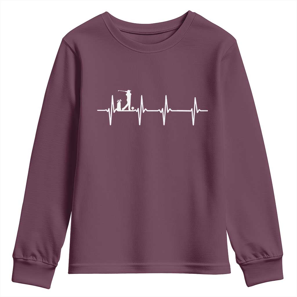 Golf Heartbeat Youth Sweatshirt Funny Sport Lover Gift - Wonder Print Shop