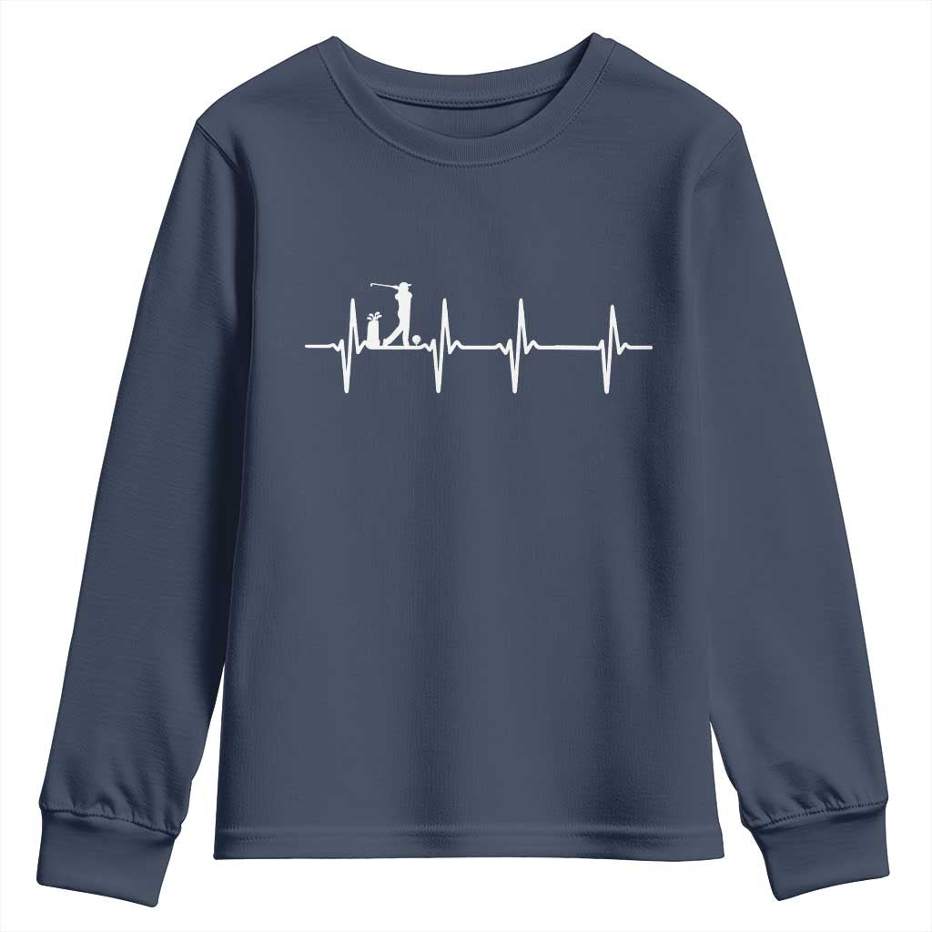 Golf Heartbeat Youth Sweatshirt Funny Sport Lover Gift - Wonder Print Shop