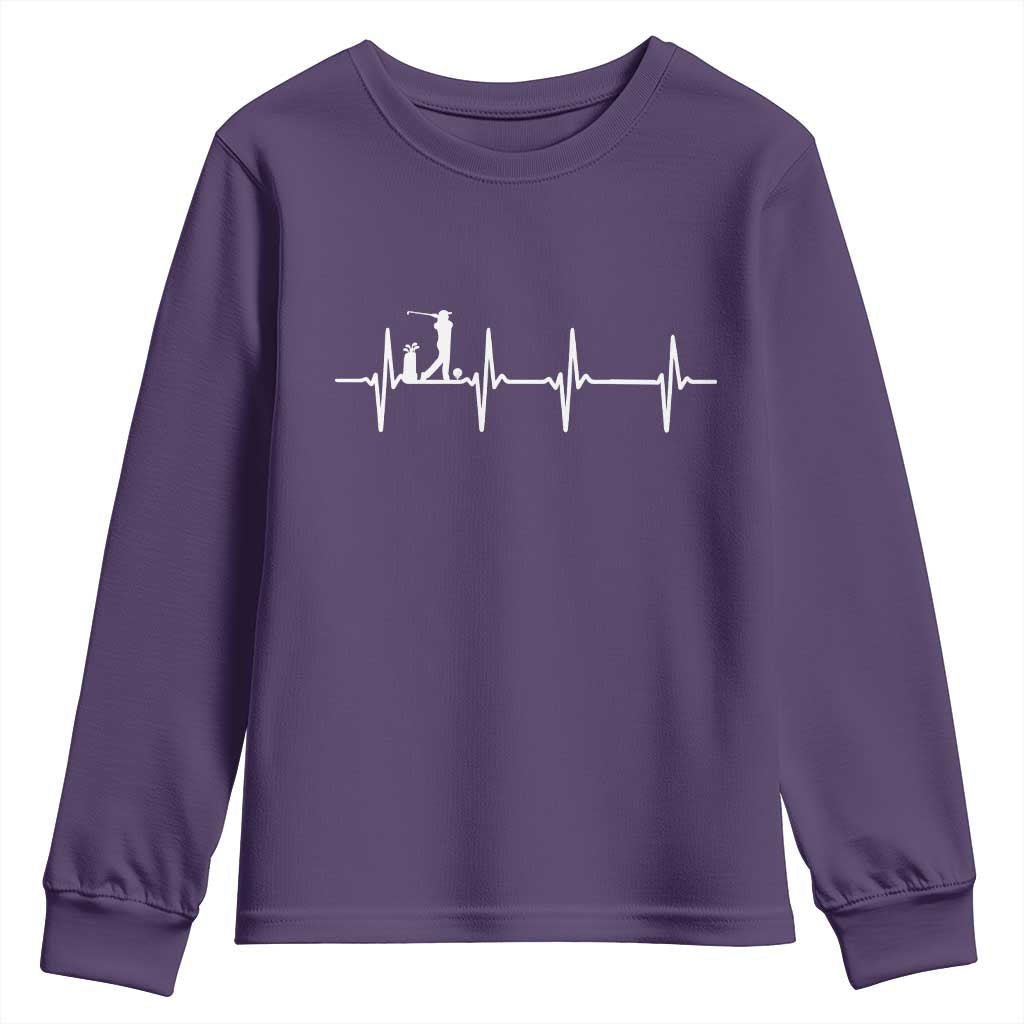 Golf Heartbeat Youth Sweatshirt Funny Sport Lover Gift - Wonder Print Shop