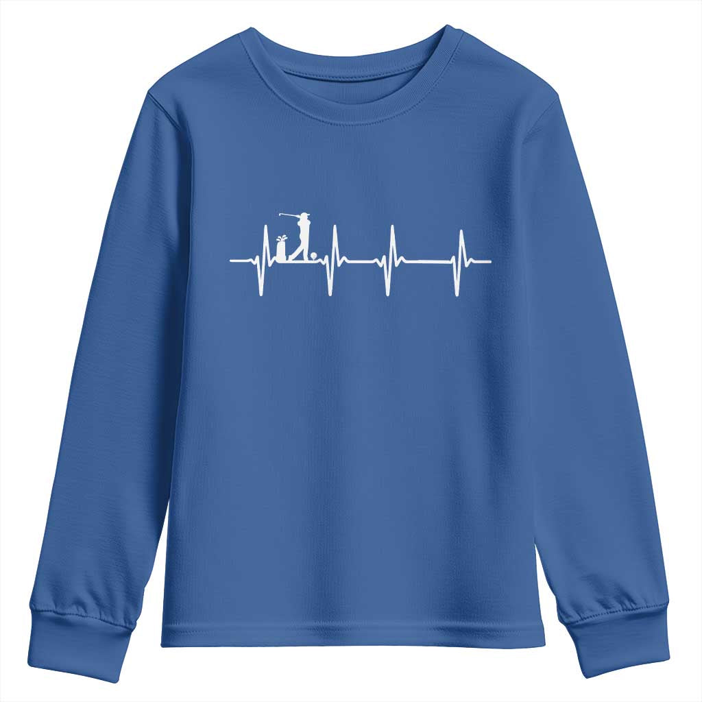 Golf Heartbeat Youth Sweatshirt Funny Sport Lover Gift - Wonder Print Shop
