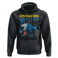 Funny Hanukkah Dinosaur With Dreidel Menorah Pun Gift Hoodie Menorasaurus Rex - Wonder Print Shop