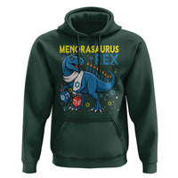 Funny Hanukkah Dinosaur With Dreidel Menorah Pun Gift Hoodie Menorasaurus Rex - Wonder Print Shop
