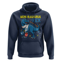 Funny Hanukkah Dinosaur With Dreidel Menorah Pun Gift Hoodie Menorasaurus Rex - Wonder Print Shop
