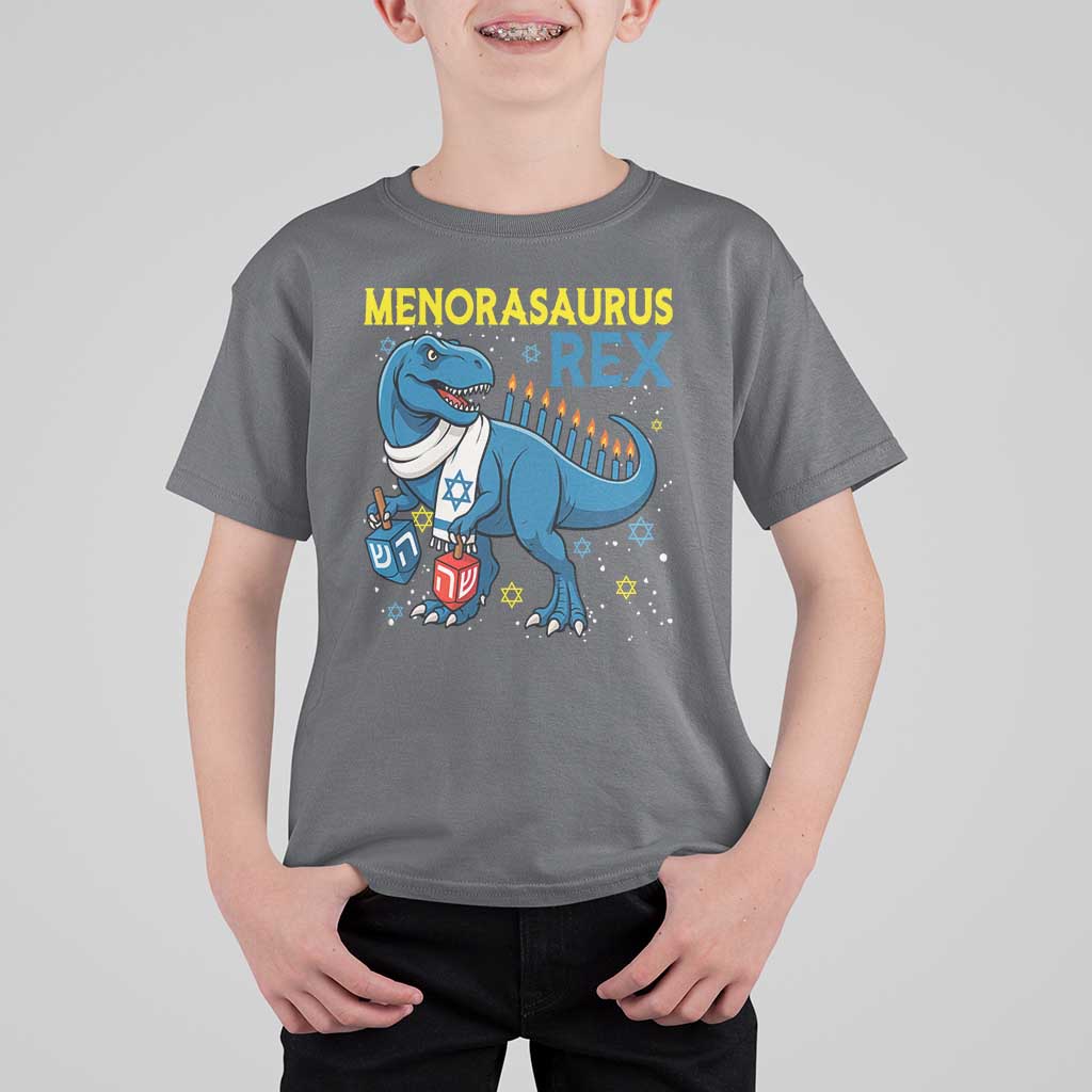 Funny Hanukkah Dinosaur With Dreidel Menorah Pun Gift T Shirt For Kid Menorasaurus Rex - Wonder Print Shop