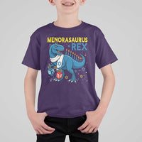 Funny Hanukkah Dinosaur With Dreidel Menorah Pun Gift T Shirt For Kid Menorasaurus Rex - Wonder Print Shop